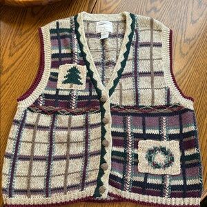 Christopher & Banks Multicolor Plaid Knit Vest
